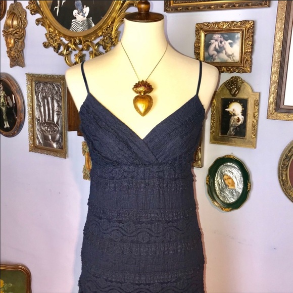 Eliza J Lace Bohemian Blue Maxi Dress Size 2 - Picture 8 of 14